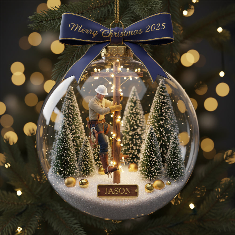 Honoring the Lineman Christmas Ornament Personalized Gifts For Lineman 02PGLU061025