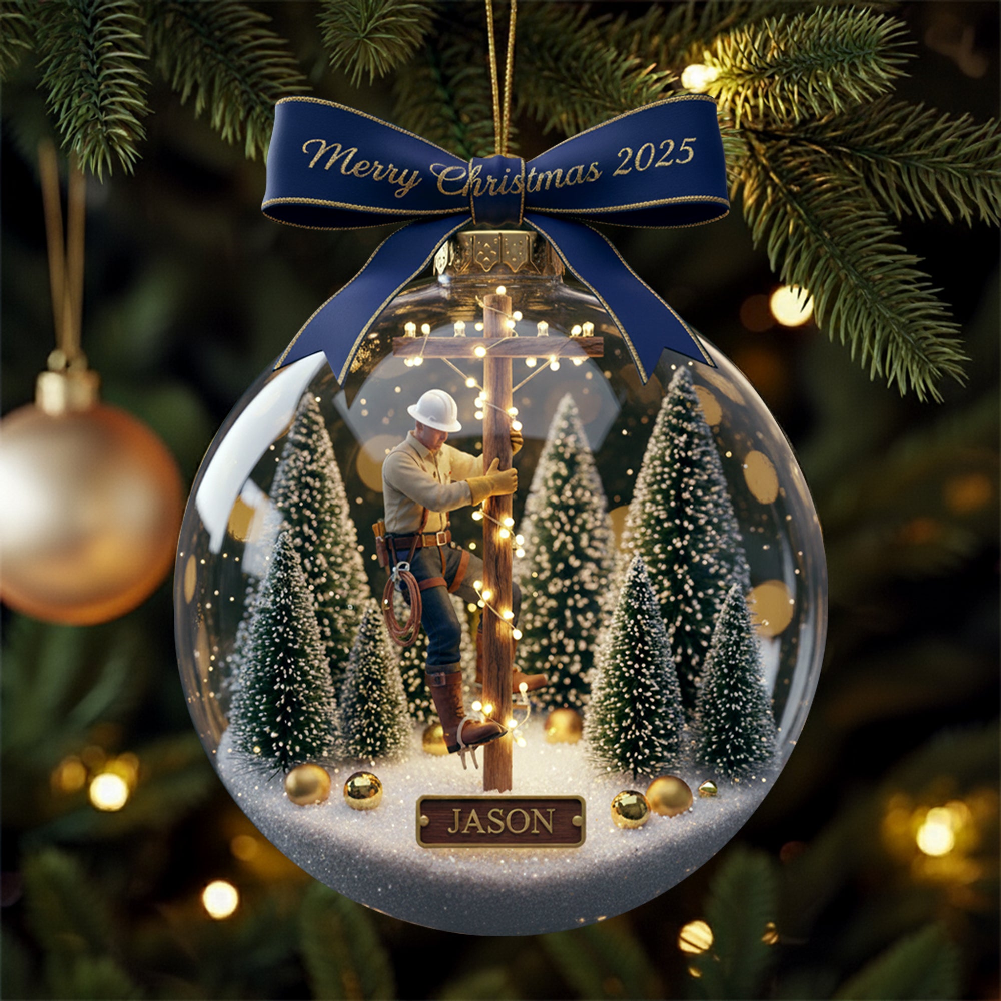 Honoring the Lineman Christmas Ornament Personalized Gifts For Lineman 02PGLU061025 - Image 4