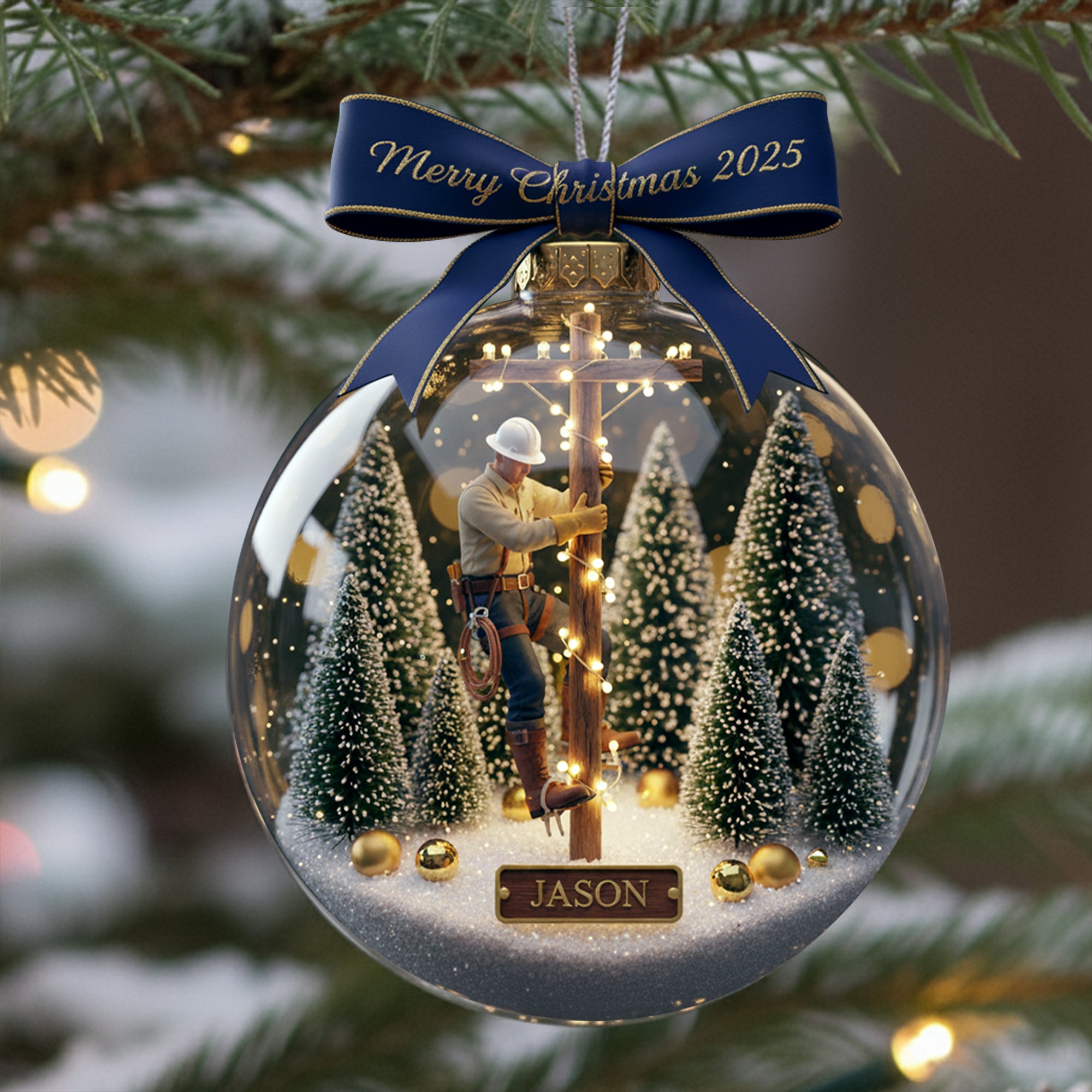 Honoring the Lineman Christmas Ornament Personalized Gifts For Lineman 02PGLU061025 - Image 3