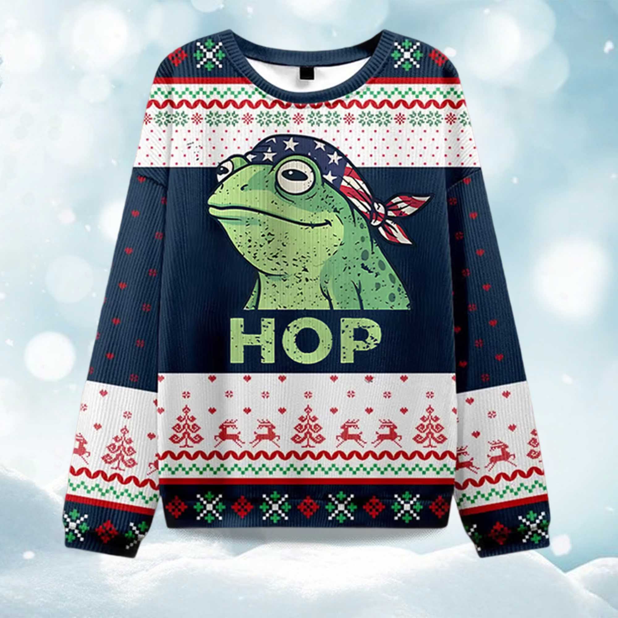 Hop Frog Resist Ugly Christmas Sweater