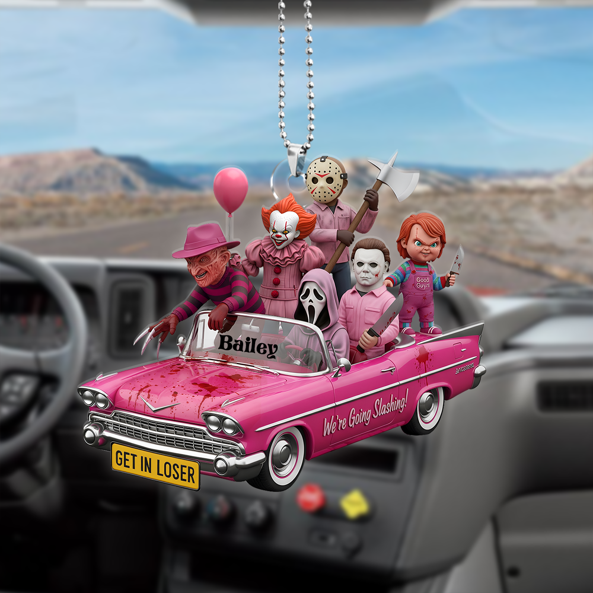 Horror Characters Car Ornament - Personalized Gifts For Horrror Movie Fans 03NALU050825