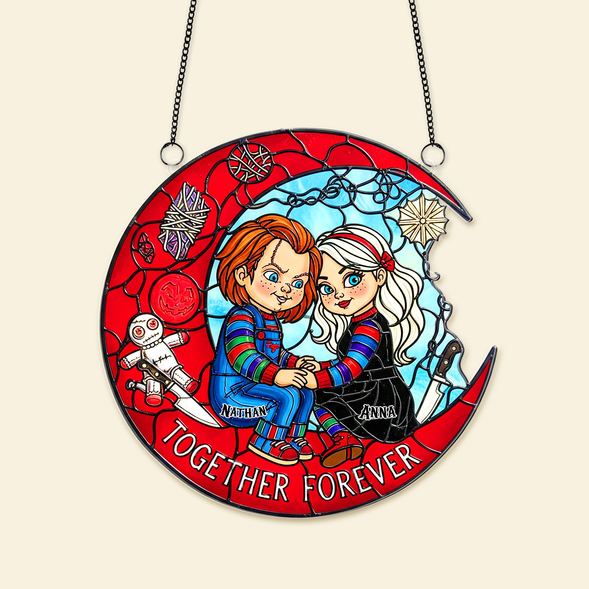 Horror Couple Suncatcher Ornament - Personalized Gifts For Couple 02HUMG110825 - Image 3