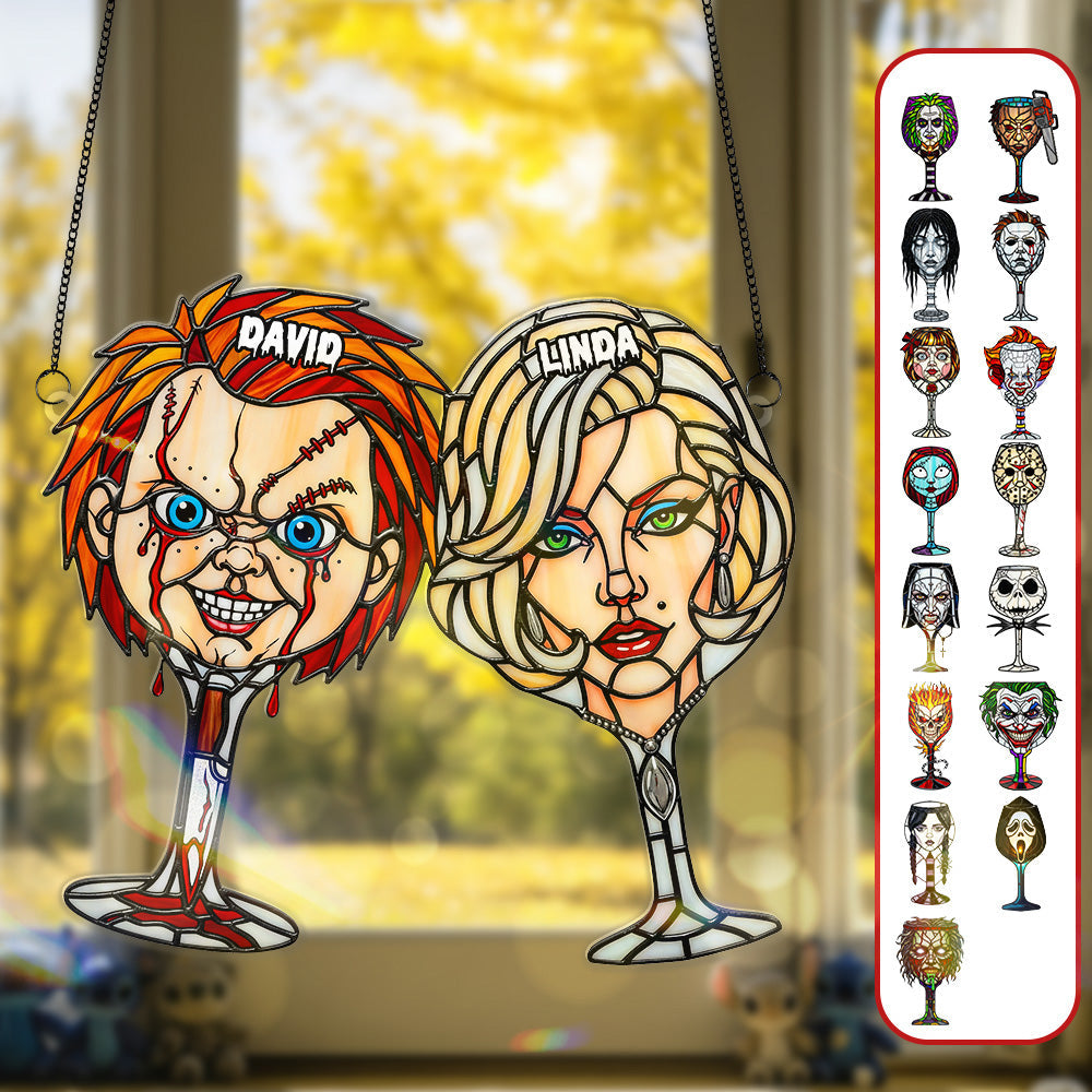 Horror Couple Suncatcher Ornament - Personalized Gifts For Couple 02OHMG060825