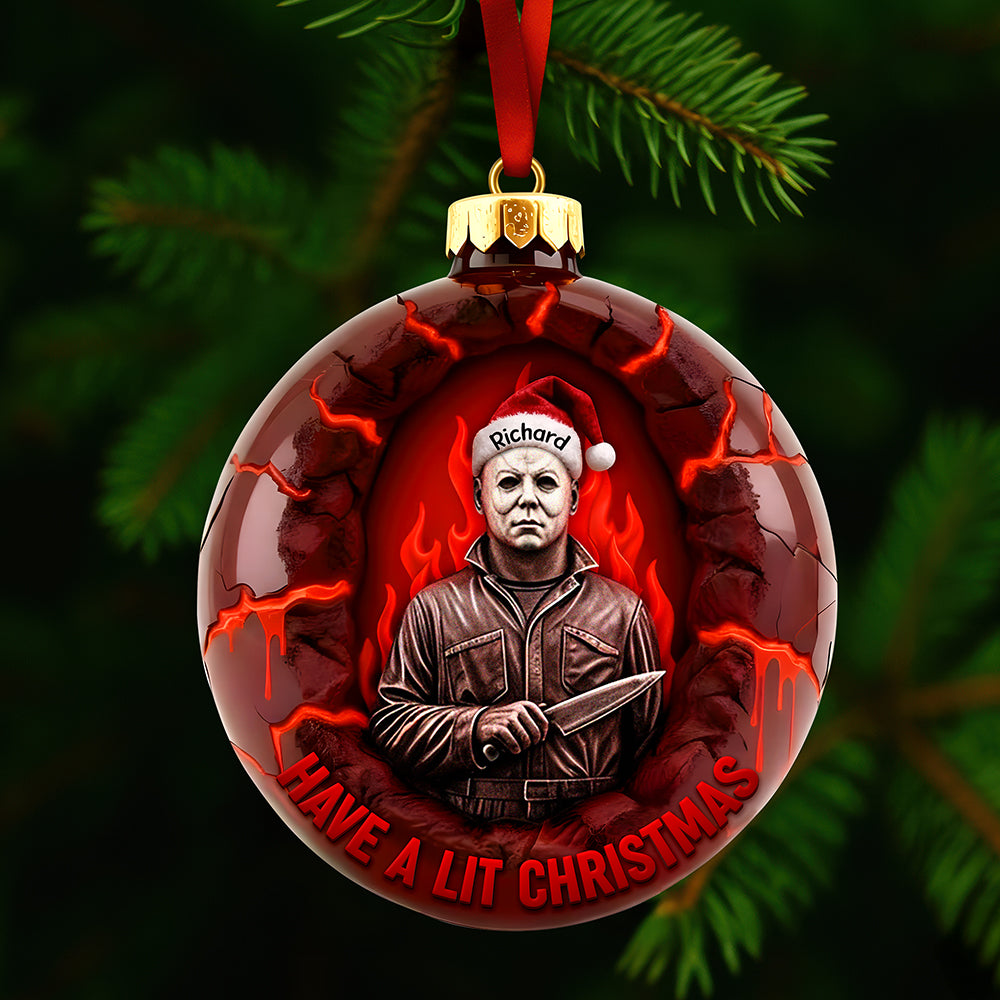 Horror Fire Christmas Ornament, Personalized Gifts For Horror Fans 03qhqn091025