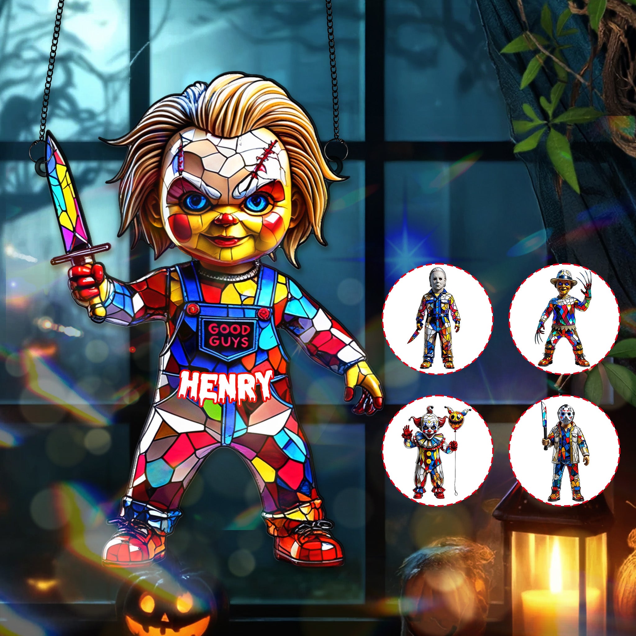 Horror Movie Halloween Suncatcher Ornament - Personalized Gifts For Halloween 01TGMG230825