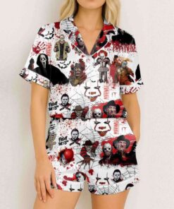 Horror Movie Satin Short Pajamas