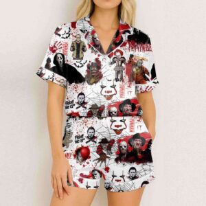 Horror Movie Satin Short Pajamas