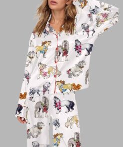 Horse Christmas Long Sleeve Satin Pajama Set