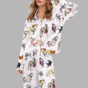 Horse Christmas Long Sleeve Satin Pajama Set