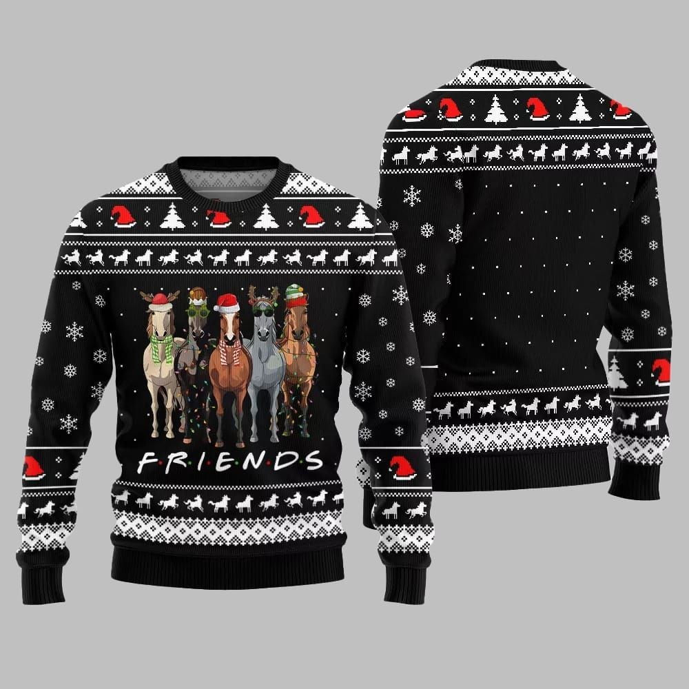 Horse Friends Funny Ugly Sweater Christmas 2025 - Grishko.com