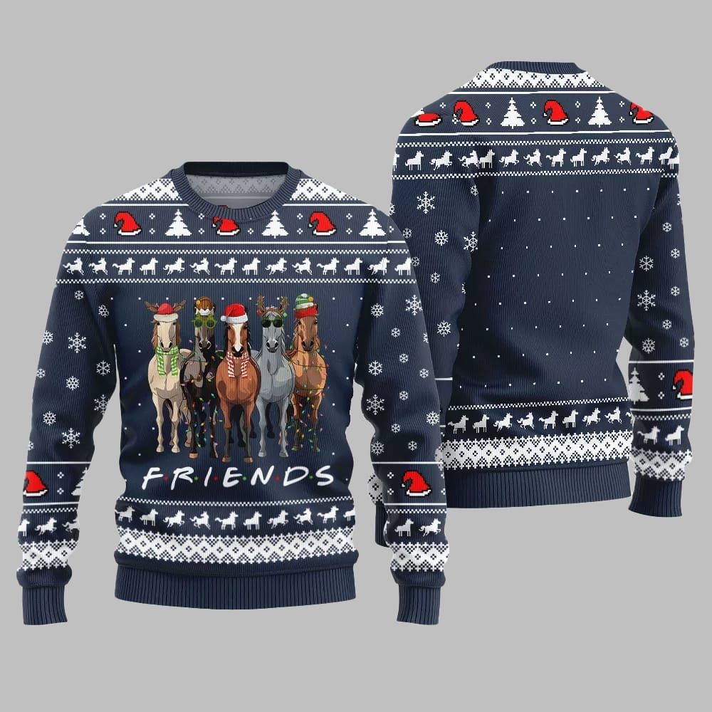 Horse Friends Funny Ugly Sweater Christmas 2025 - Image 4