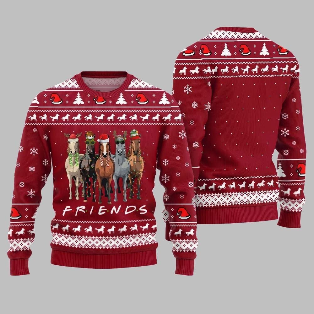 Horse Friends Funny Ugly Sweater Christmas 2025 - Image 3