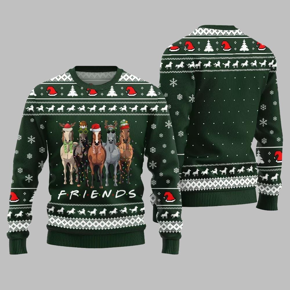 Horse Friends Funny Ugly Sweater Christmas 2025 - Image 5
