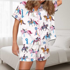 Horse Girls Silky Satin Pajama Set For Women