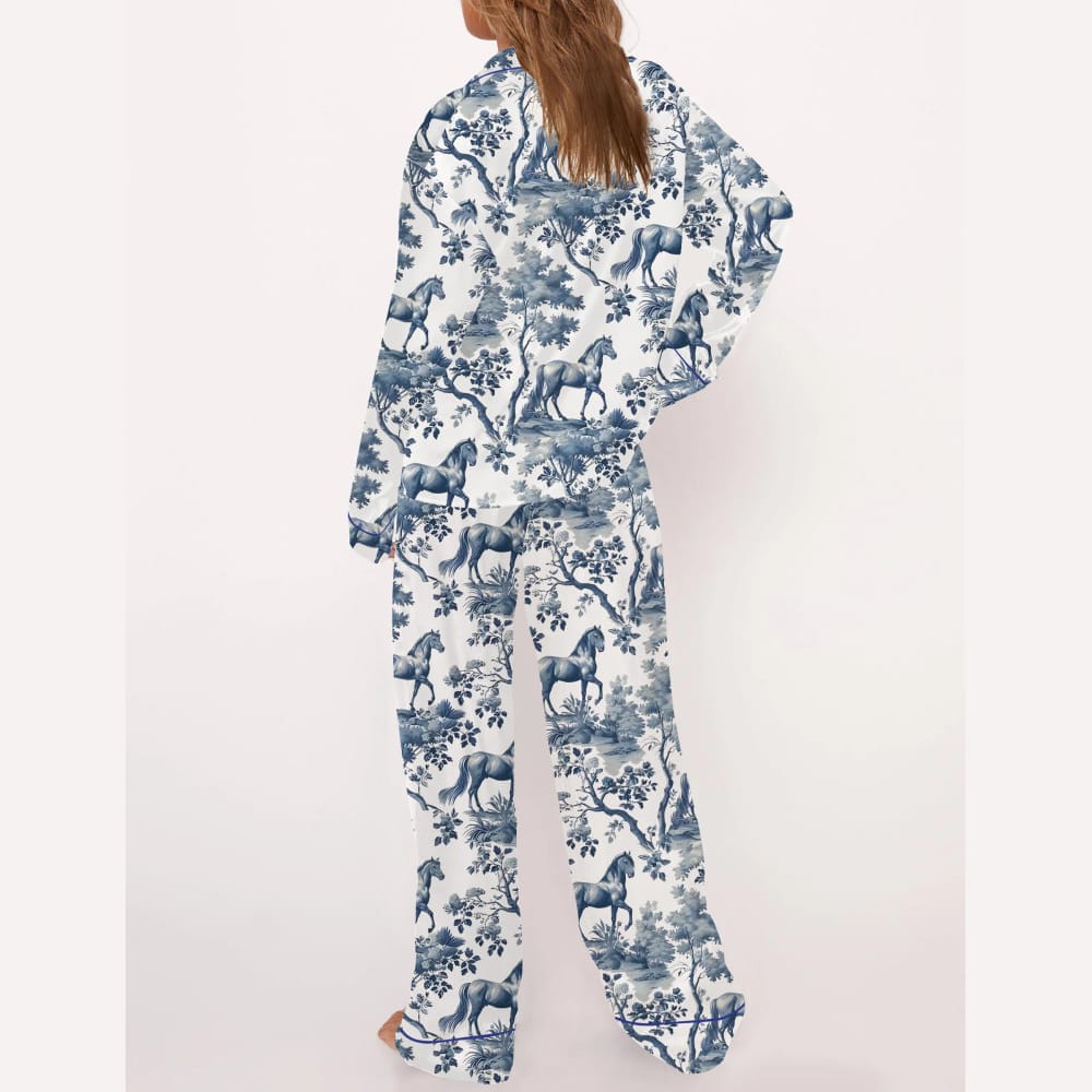 Horse Toile Silky Satin Pajama Set - Image 4