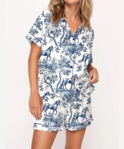 Horse Toile Silky Satin Pajama Set