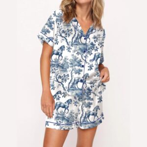 Horse Toile Silky Satin Pajama Set