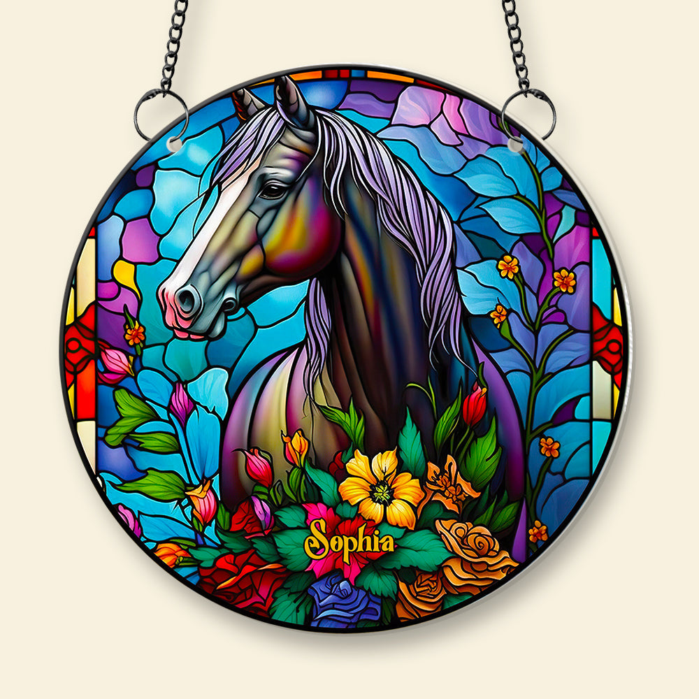 Horse With Flowers Suncatcher - Personalized Gifts For Horse Lover 04ACDT280824 - Image 5