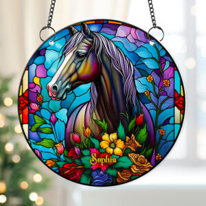 Alternative view of Horse With Flowers Suncatcher - Personalized Gifts For Horse Lover 04ACDT280824