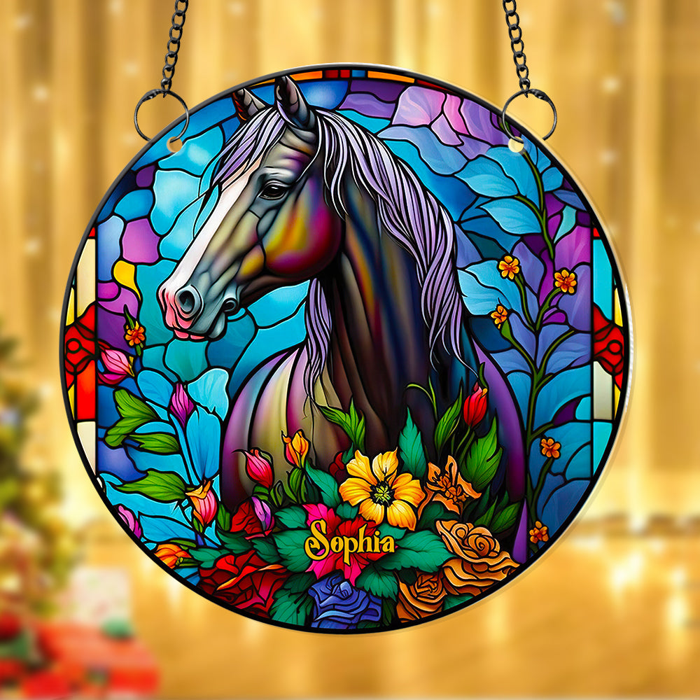 Horse With Flowers Suncatcher - Personalized Gifts For Horse Lover 04ACDT280824 - Image 3