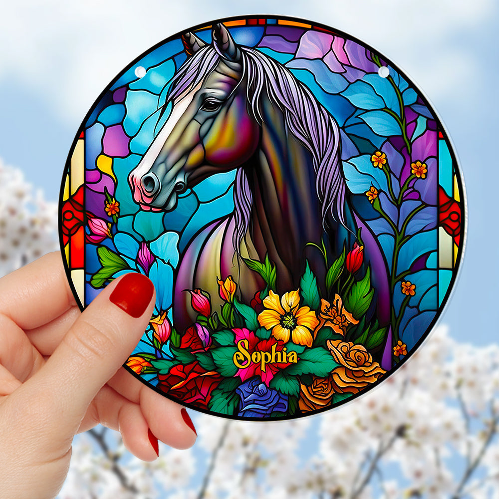 Horse With Flowers Suncatcher - Personalized Gifts For Horse Lover 04ACDT280824 - Image 4