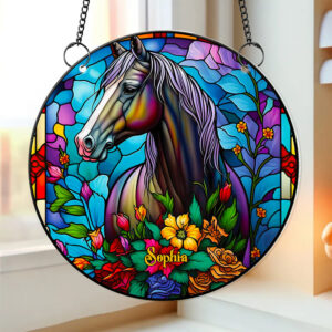 Horse With Flowers Suncatcher - Personalized Gifts For Horse Lover 04ACDT280824