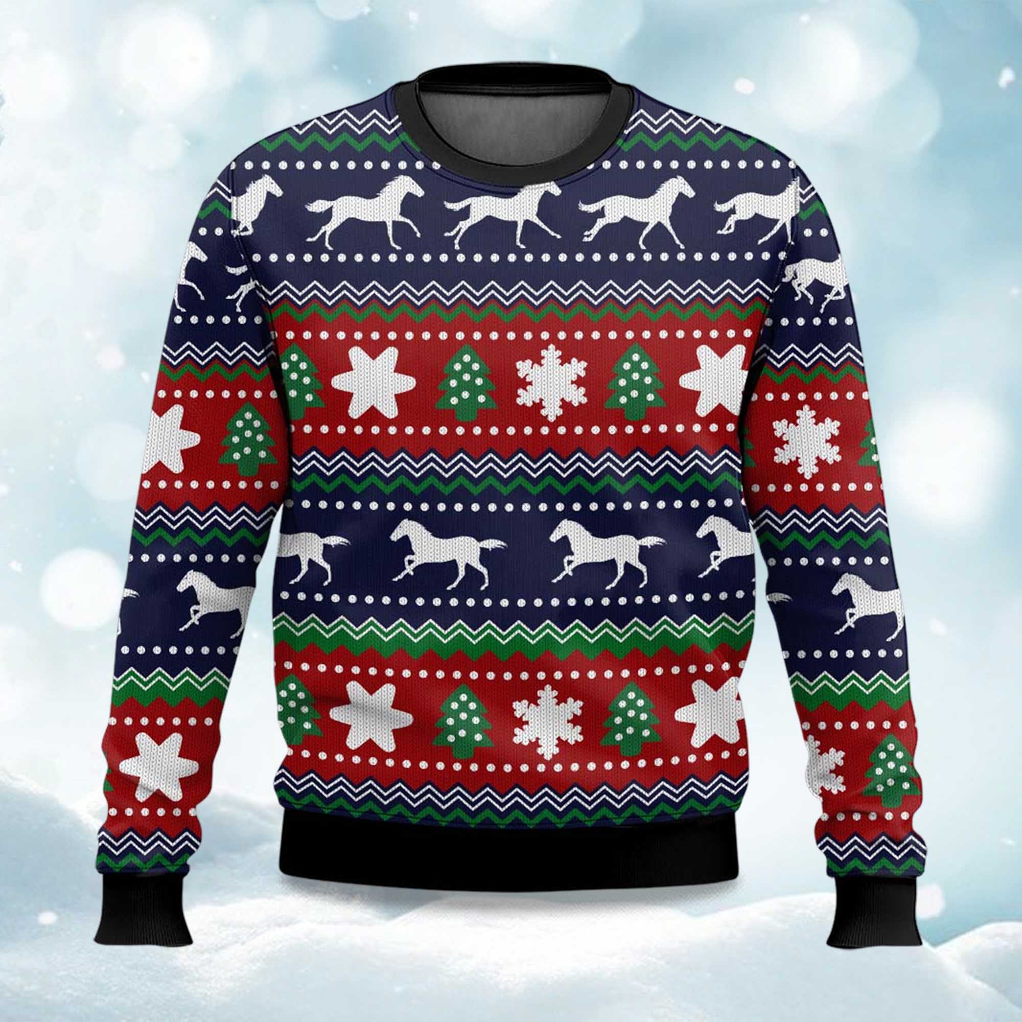 Horses Pattern Ugly Christmas Sweater