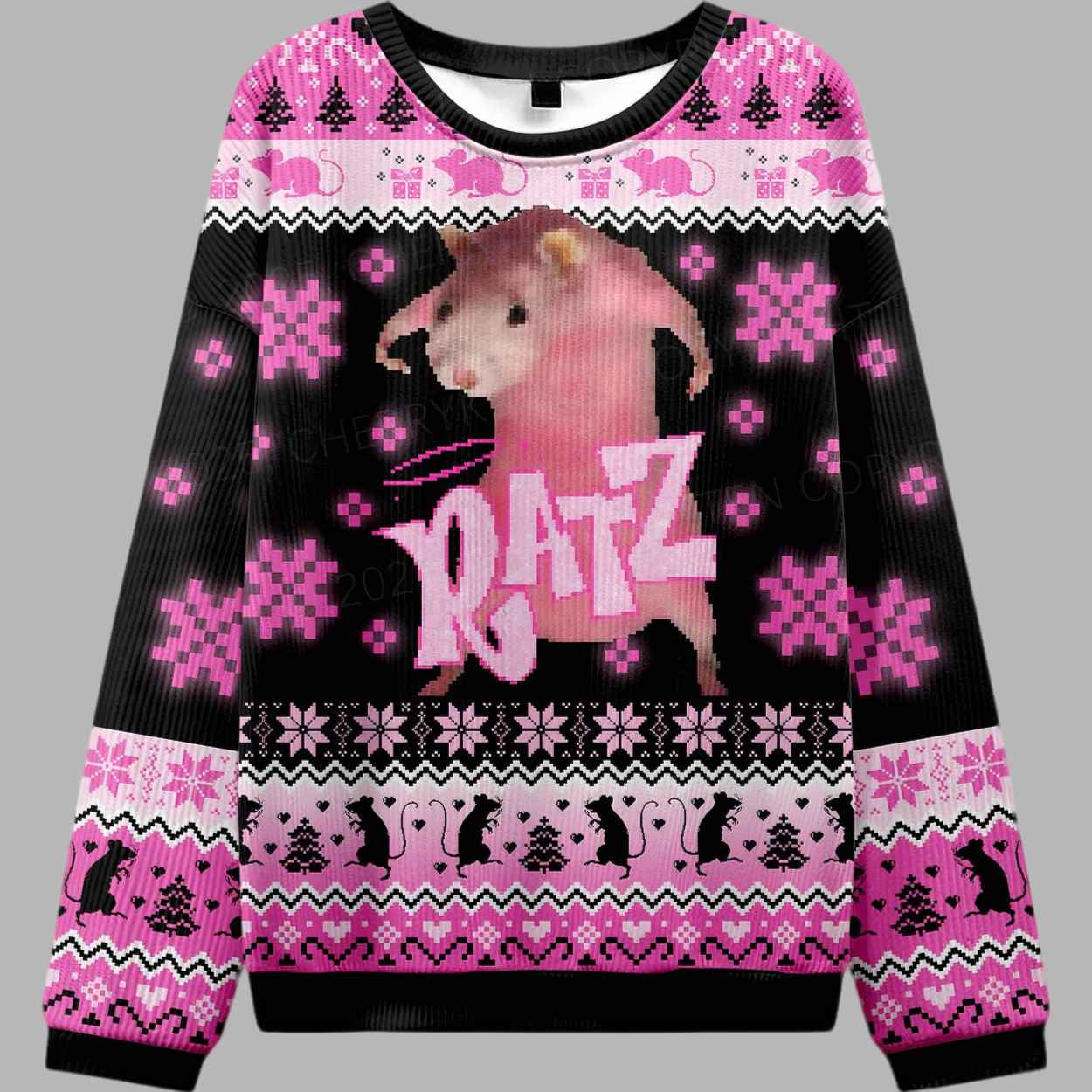 Hot Pink Ratz Ugly Christmas Sweater - gullprint.com