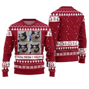 How Meow I Help Cat Ugly Christmas Sweater - Grishko.com