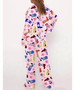 Alternative view of Howdy Holidays Cowboy Boot Satin Pajama Set For Women