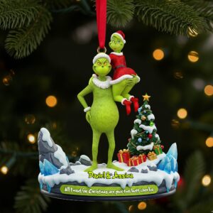 Hugging Green Monster Couple Ornament - Personalized Christmas Gift For Couples 01OHLU180925