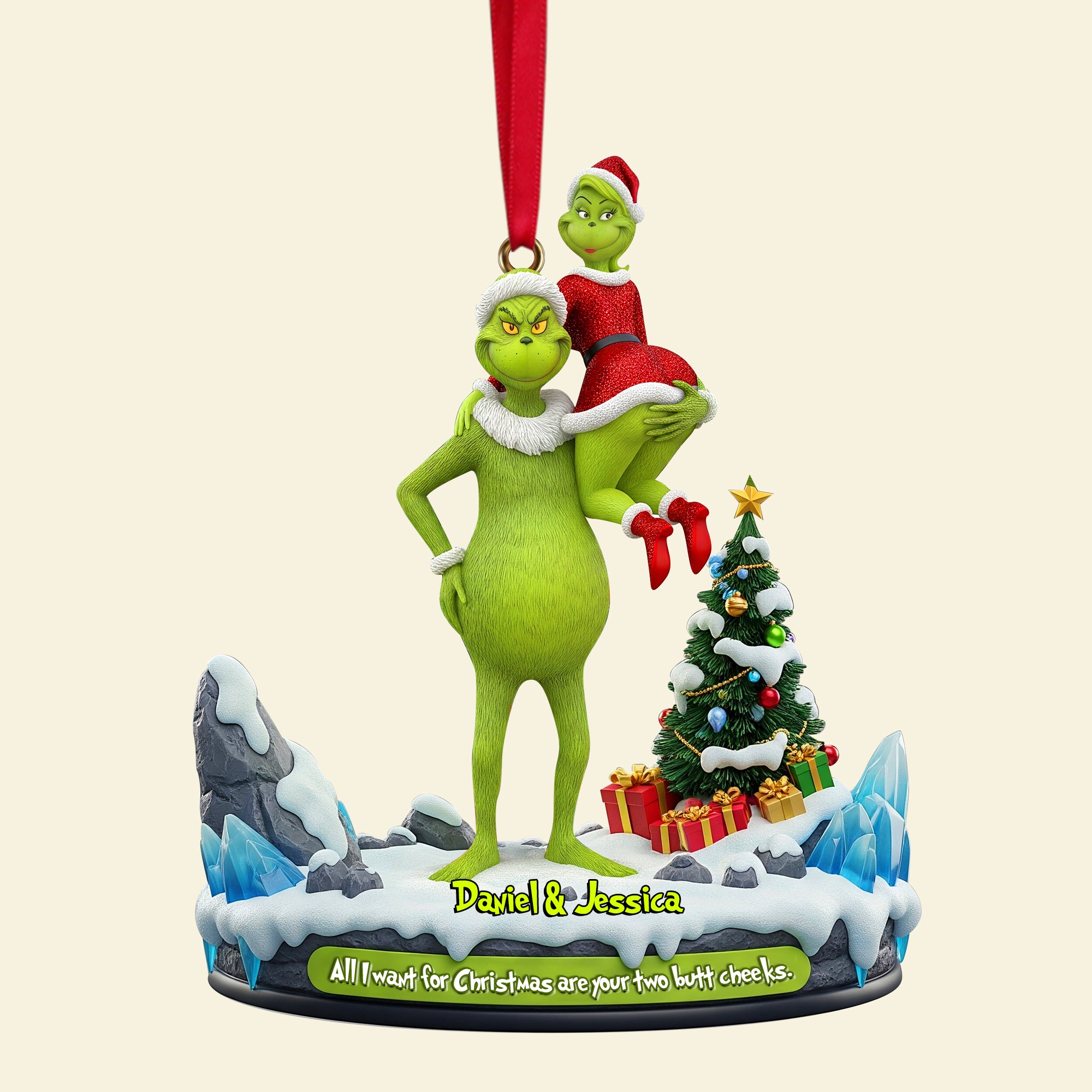 Hugging Green Monster Couple Ornament - Personalized Christmas Gift For Couples 01OHLU180925 - Image 5