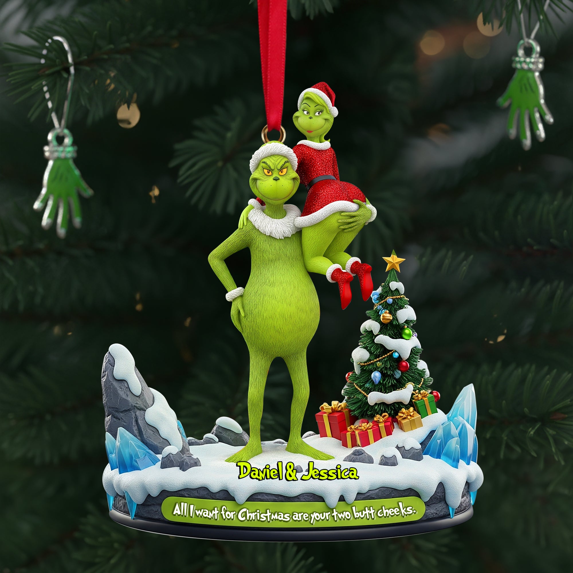 Hugging Green Monster Couple Ornament - Personalized Christmas Gift For Couples 01OHLU180925 - Image 4