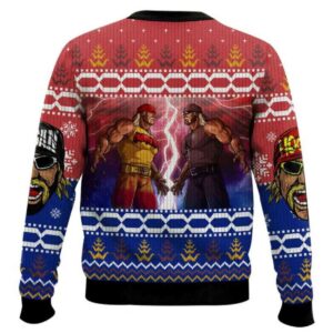 Alternative view of Hulk Hogan vs Hollywood Hogan WWE Ugly Christmas Sweater