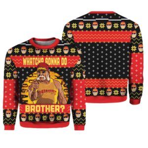 Alternative view of Hulk Hogan Whatcha Gonna Do Bother Ugly Christmas Sweater - Grishko.com