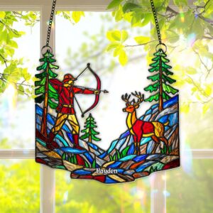 Alternative view of Hunter’s Shot Suncatcher Ornament - Personalized Christmas Gifts For Hunters 02OHLU070825