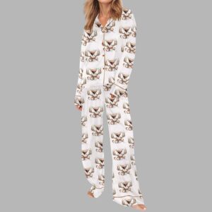 Alternative view of Hunting Antlers Espresso Martini Silky Satin Pajama Set