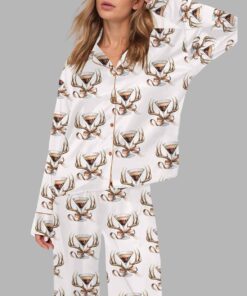 Hunting Antlers Espresso Martini Silky Satin Pajama Set