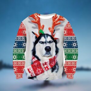 Husky Dog Ugly Christmas Sweater - Grishko.com