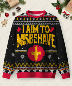 I Aim to Misbehave Ugly Christmas Fuzzy Fleece Sweatshirt