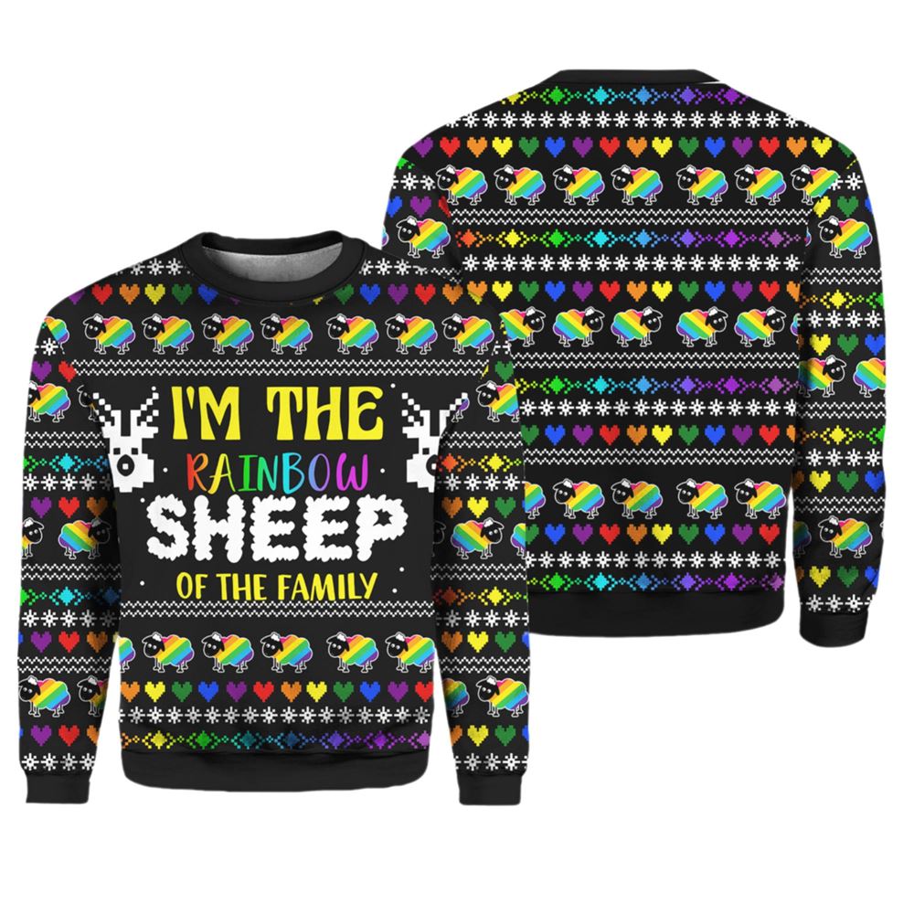 I Am The Rainbow Sheep Of Family Ugly Christmas Sweater - Grishko.com