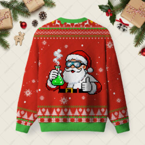 Alternative view of I Believe in Science and Santa Ugly Christmas Fuzzy Fleece Sweatshirt