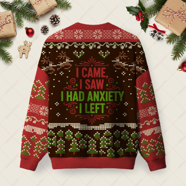 Alternative view of I Came I Saw Ugly Christmas Fuzzy Fleece Sweatshirt