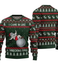 Alternative view of I Came in Like a Wrecking Ball Ugly Christmas Sweater 