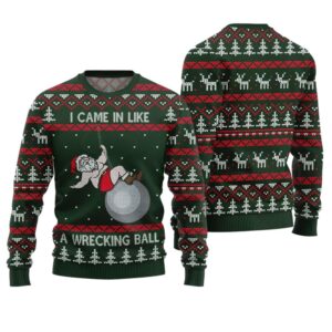 Alternative view of I Came in Like a Wrecking Ball Ugly Christmas Sweater - Grishko.com