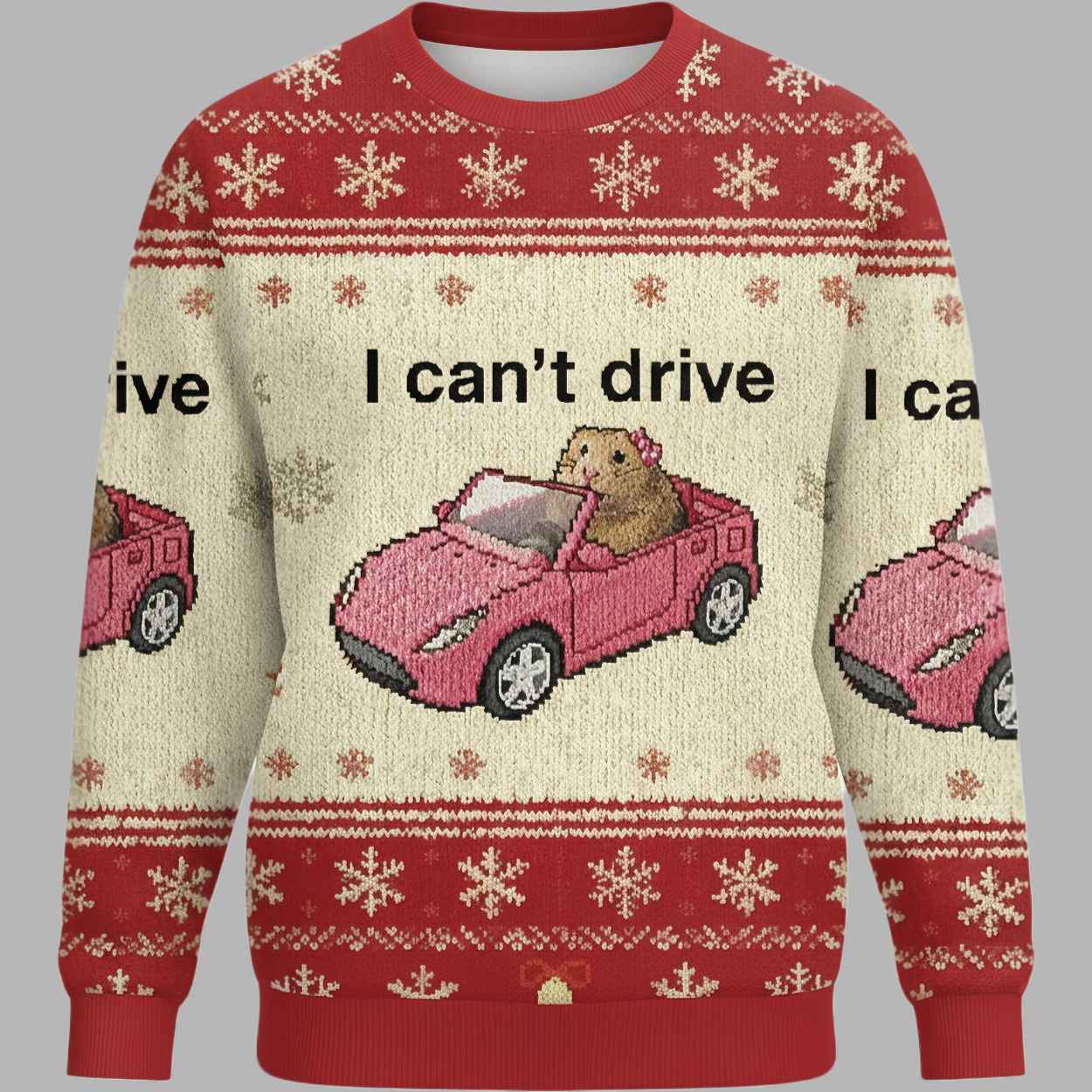 I Can't Drive Funny Hamster Meme Christmas Ugly Sweater - gullprint.com