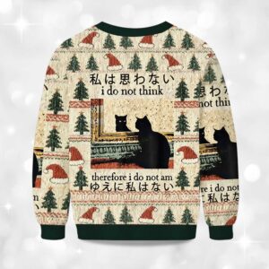 Alternative view of I Do Not Think Therefore I Do Not Am Christmas Ugly Sweater