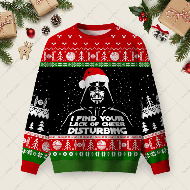 I Find Your Lack Of Cheer Disturbing Black Ugly Christmas Fuzzy Fleece Sweatshirt