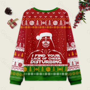 Alternative view of I Find Your Lack Of Cheer Disturbing Red Ugly Christmas Fuzzy Fleece Sweatshirt