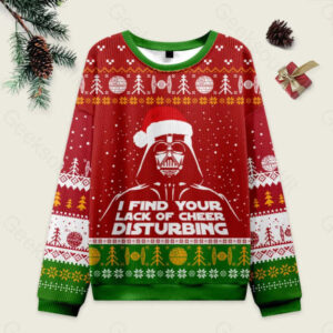 I Find Your Lack Of Cheer Disturbing Red Ugly Christmas Fuzzy Fleece Sweatshirt